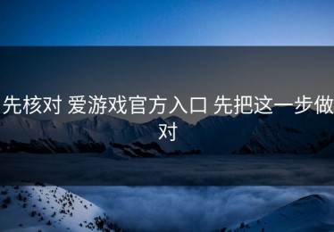 先核对 爱游戏官方入口 先把这一步做对