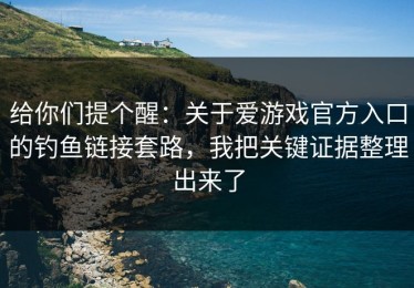 给你们提个醒：关于爱游戏官方入口的钓鱼链接套路，我把关键证据整理出来了