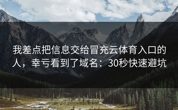 我差点把信息交给冒充云体育入口的人,幸亏看到了域名:30秒快速避坑 我差点把信息交给冒充云体育入口的人,幸亏看到了域名:30秒快速避坑