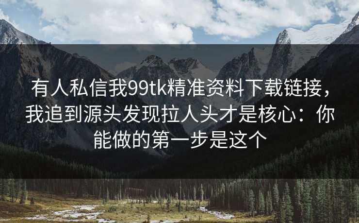 有人私信我99tk精准资料下载链接,我追到源头发现拉人头才是核心:你能做的第一步是这个 有人私信我99tk精准资料下载链接,我追到源头发现拉人头才是核心:你能做的第一步是这个
