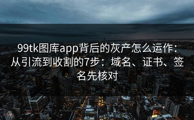 99tk图库app背后的灰产怎么运作：从引流到收割的7步：域名、证书、签名先核对