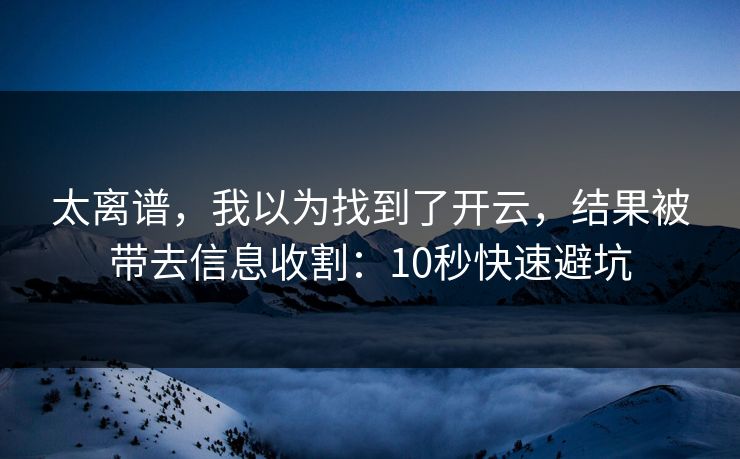 太离谱，我以为找到了开云，结果被带去信息收割：10秒快速避坑